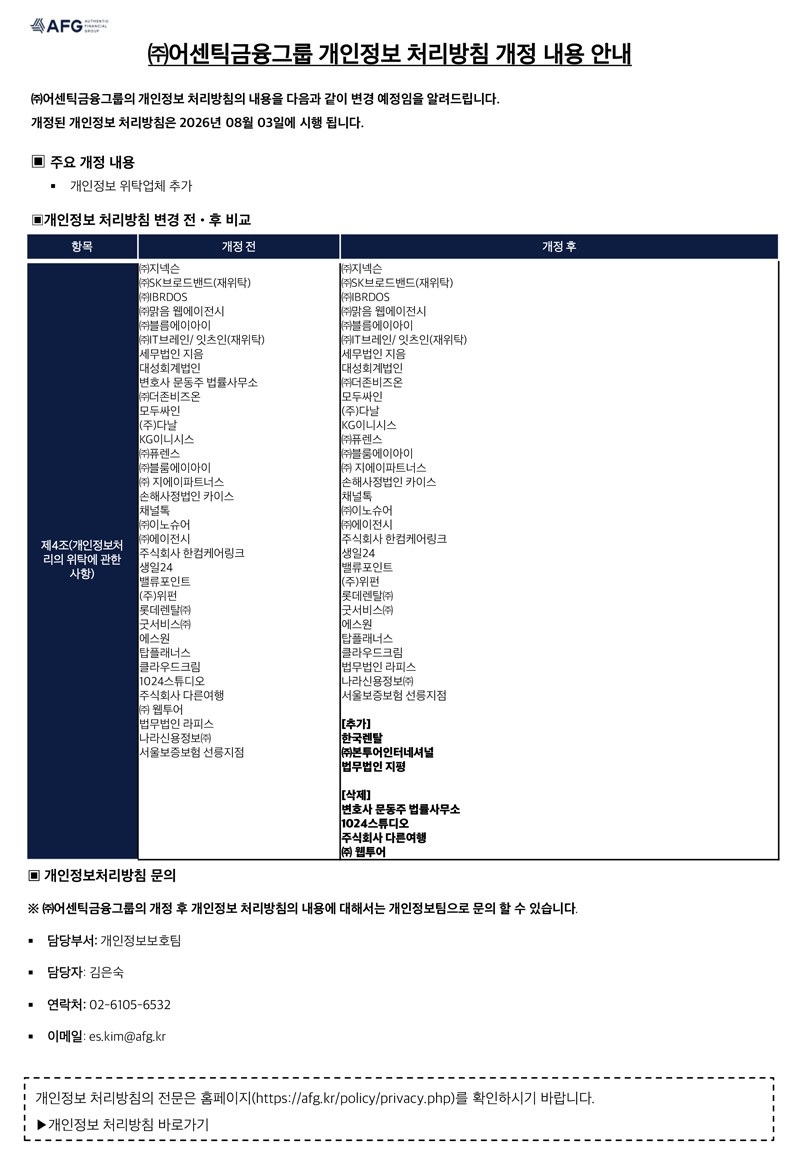 개인 정보 처리 방침 - 준법감시